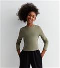 Girls Olive Long Sleeve Top New Look