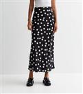 Tall Black Polka Dot Midaxi Skirt New Look