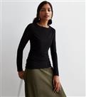Black Ruched Waist Long Sleeve Top New Look