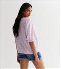 Purple Floral Frill Sleeve Shell Top New Look