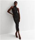 Tall Black Velvet Sequin Halter Neck Midaxi Dress New Look