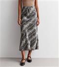 Light Grey Snakeskin Satin Midaxi Skirt New Look