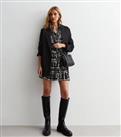 Black Check Collared Tiered Mini Dress New Look