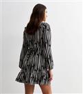Tall Black Stripe Wrap Mini Dress New Look