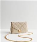 Gold Quilted Glitter Cross Body Bag New Look Vegan