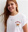 Girls White Cotton Let The Pud Times Roll Logo T-Shirt New Look