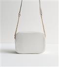 White Leather-Look Embossed Weave Camera Cross Body Bag New Look