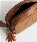 Tan Leather-Look Embossed Cross Body Bag New Look