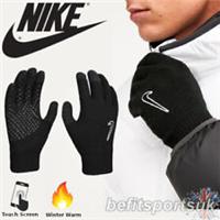 NIKE MENS KNIT GRIP GLOVES FOOTBALL WOMENS MAGIC WINTER TOUCH SCREEN PHONE BLACK