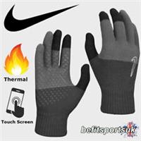NIKE MENS WINTER GLOVES FOOTBALL KNIT GRIP SPORTS MAGIC TOUCH SCREEN PHONE GREY