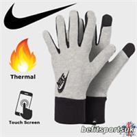 NIKE CLUB FLEECE GLOVES THERMAL WINTER WARM TOUCH SCREEN PHONE GREY BLACK S M L