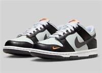 Nike Dunk Low GS Trainers Mini Swoosh FN7784 001 Grey/Black Size UK 3.5 to 6