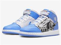 Nike Air Jordan 1 Mid SS GS Trainers DR6492 100 Blue/White Size UK 4.5 EU 37.5