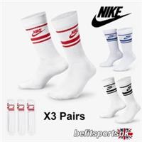 NIKE MENS WOMENS SOCKS DRI FIT TRAINING GYM RUNNING CREW SOCK WHITE - UK 8-12 Regular