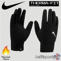 NIKE KIDS FLEECE GLOVES BLACK WINTER THERMA FIT FOOTBALL GLOVE JUNIOR YOUTHS