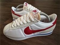 NIKE Cortez TXT Nylon Forest Gump Mens Gym Trainers, White/Red/Blue - Size 6