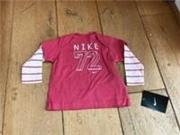 nike salmon pink and stripe long sleeved t shirt top 3 6 months bnwt