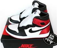Nike Air Jordan 1 Retro High OG W Satin Black Toe Red UK 3 4 5 6 7 8 9 US New
