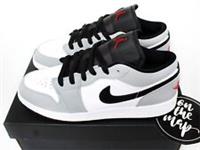 Nike Air Jordan 1 Low Light Smoke Grey Red White Black GS UK 3 4 5 6 7 US New