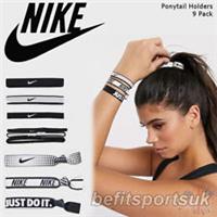 NIKE HAIR BOBBLES HAIRBANDS SPORTS PONYTAIL HOLDER TRAINING RUN GYM 9 PACK MIX
