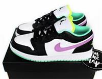 Nike Air Jordan 1 Low Violet Shock Green Black White GS UK 3 US 3.5 553560-151
