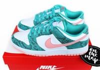 Nike Dunk Low Retro Snakeskin Washed Teal Green Coral Pink UK 8 US 9 EU 42.5 New