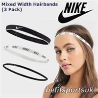 NIKE THIN HAIRBAND HEADBAND MIXED TRAINING GYM RUNNING ELASTIC SWEATBAND 3 PACK