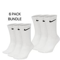 Nike Socks 6 Pairs Crew Ankle Cotton Cushioned Lightweight Mens Womens White - 5-8 BLACK ANKLE Regular
