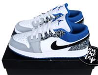 Nike Air Jordan 1 Low SE True Blue Grey GS UK 6 US 6.5 EUR 39 DQ2514-140 New