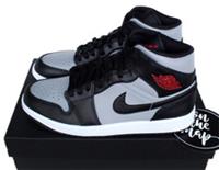 Nike Air Jordan 1 Retro Mid Shadow Grey Red UK 6 US 7 EUR 40 554724-096 New