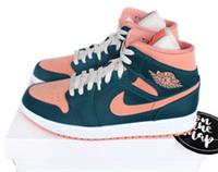 Nike Air Jordan 1 Mid W Dark Teal Orange UK 8 US 9 10.5 EUR 42.5 BQ6472-308 New