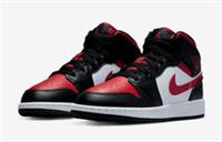 Nike Air Jordan 1 Mid Bred Toe Fire Red GS UK 5.5 US 6 EUR 38.5 554725-079 New