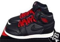 Nike Air Jordan 1 High Black Gym Red Satin GS UK 5 6 7 US 38.5 39 575441-060 New