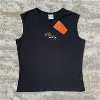 Vintage Y2K Womens Nike Top Black UK8/10 Graphic Print Tank Sleeveless BNWT - 8 Regular
