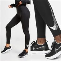 Nike Womens Leggings Black Mid Rise Sportswear Gym Bottom Jogging Activewear - M Petites