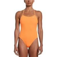 Nike Swim Womens Hydrastrong Solid Lace Up Tie Back One Piece Swimsuit Orange - 38 Regular