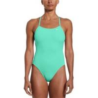 Nike Swim Womens Hydrastrong Solid Lace Up Tie Back One Piece Swimsuit Green - 38 Regular