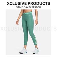 Nike Pro Women Dri-Fit Training Mid Rid Graphic Leggings | Green | Size Medium