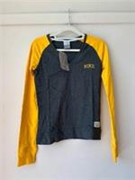 Vintage Nike Womens Raglan Top 2004 Deadstock - Grey & Yellow Baseball Style - M Regular