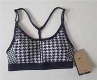 NIKE SPORTS BRA size EXTRA SMALL xs DRI-FIT top HOUNDSTOOTH PRINT T BAR training - XS Regular