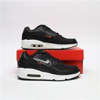 NIKE Air Max 90 Junior Black/White/Grey/Red SIZE 3 Trainers