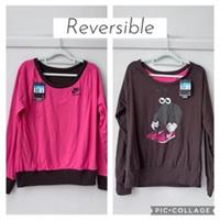 Nike Womens Reversible Sweatshirt M Pink & Brown Y2K Graphic Athleisure NWT - M Regular