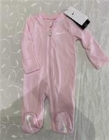 Nike Baby Girl's Long Sleeve Pink Babygrow (Size 3 Months)