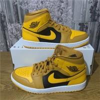 Nike Air Jordan 1 Mid Chutney Taxi/Black UK8.5 EU43 US11 BQ6472-700 Women's