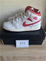 NIKE AIR JORDAN 1 MID SE GS WHITE/LOBSTER-DUNE RED-SAIL, FJ3464-160, BRAND NEW.