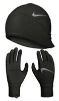 Nike Womens Hat And Glove Set - Winter - Running - Fitness - Black/Silver