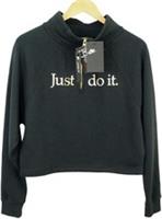 NIKE JUST DO IT LADIES SMALL BLACK/GOLD CROPPED LOOSE-FIT SWEATER JUMPER BNWT - Small Regular