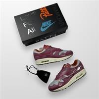 Nike x Patta Air Max 1 Waves Rush Trainers In Maroon (W/ Bracelet)