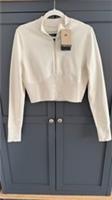 Nike Knit Ribbed 3/4 Zip Slim Fit Sweater Size L (UK 14) long sleeve top cream. - L Regular