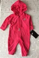 Nike Baby Girl's Pink Hooded Babygrow(Size 3 Months)